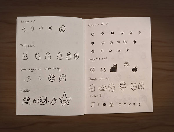 logo exploration sketches in pen