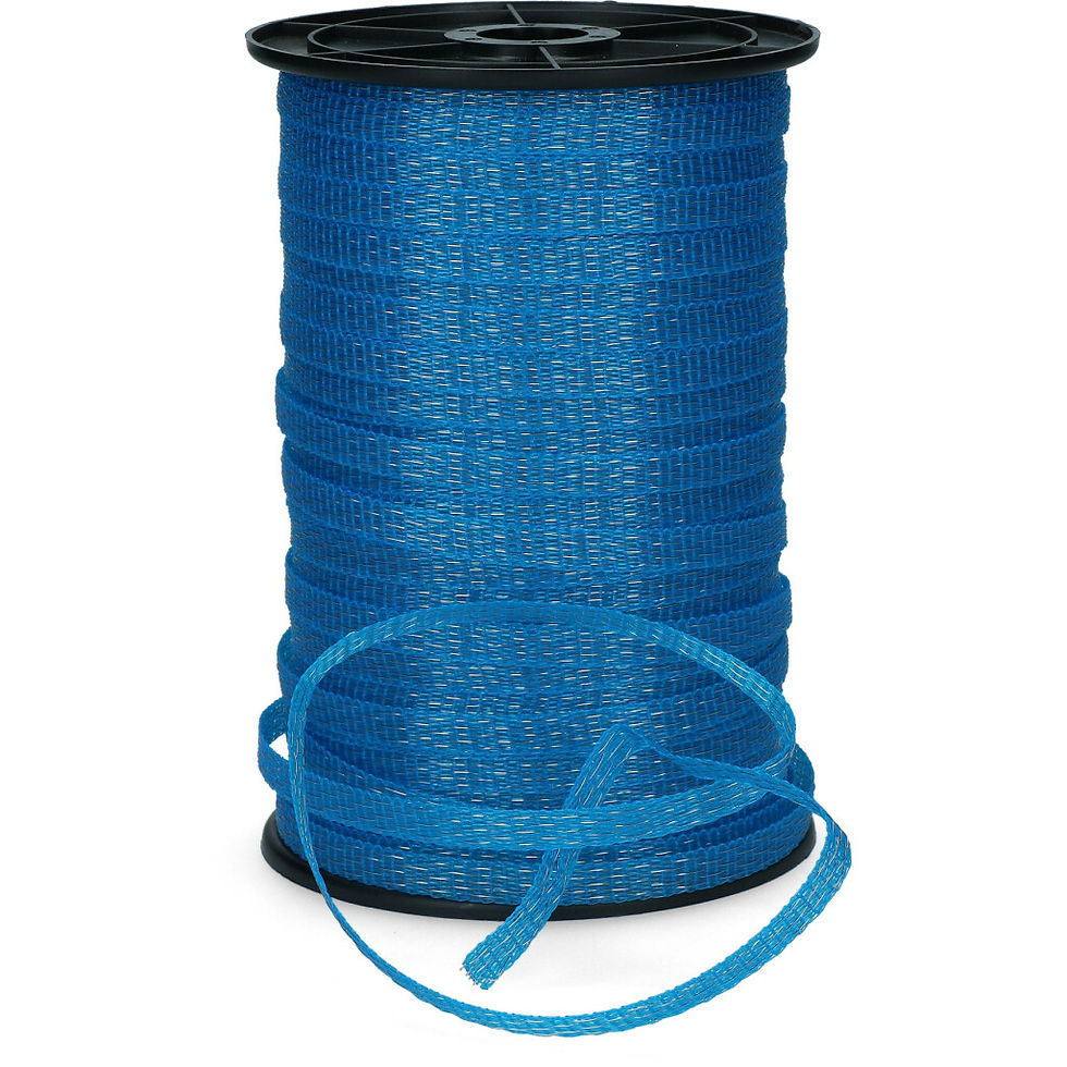 Bobine de ruban bleu, Longes en HEXA(16mm), avec fil déroulé pour emballage cadeau.