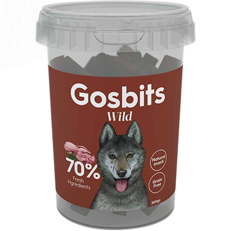 Gosbits Wild bucket with wolf illustration and 70% meat content Flonimaux.