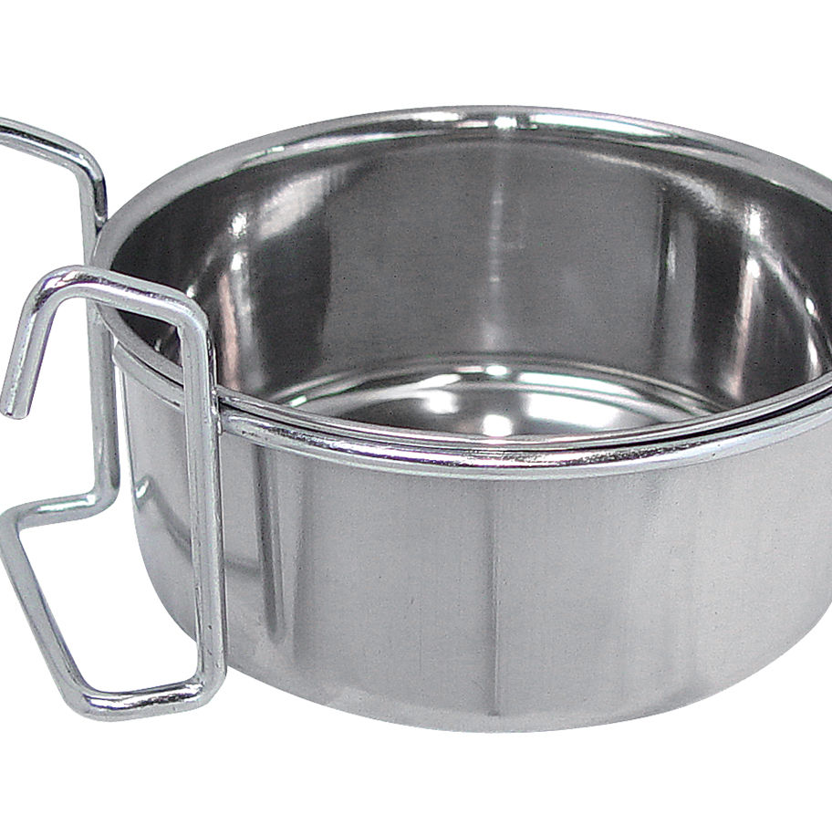 Bol en acier inoxydable avec poignées, pour l'alimentation des animaux, Flonimaux.