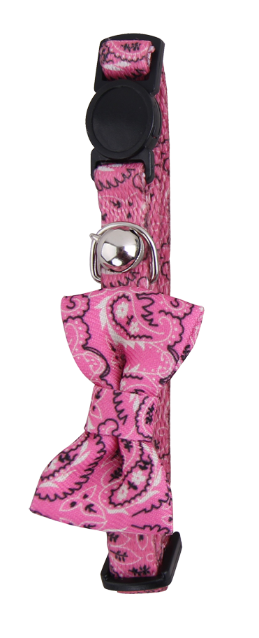 Collier rose avec motif cachemire et attache métallique, Flonimaux.