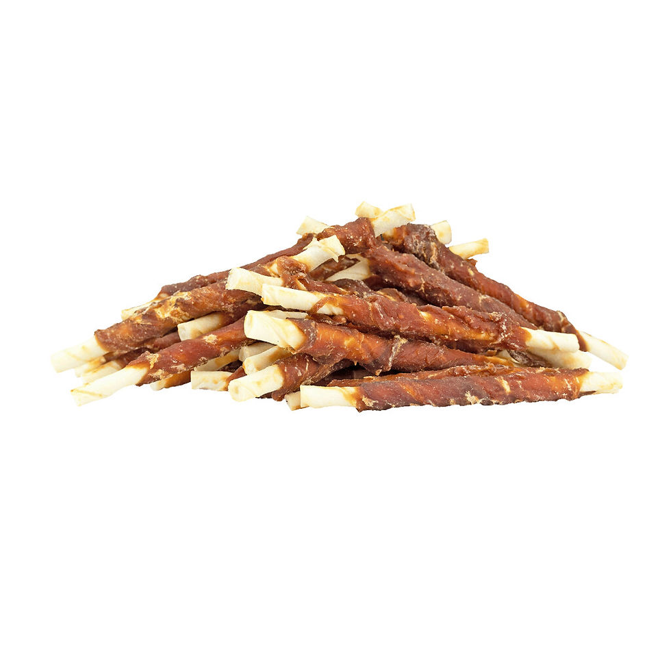 Braaaf Rawhide Roll Sticks Beef & Fish - 8 pcs, tas de friandises pour chien, Flonimaux.