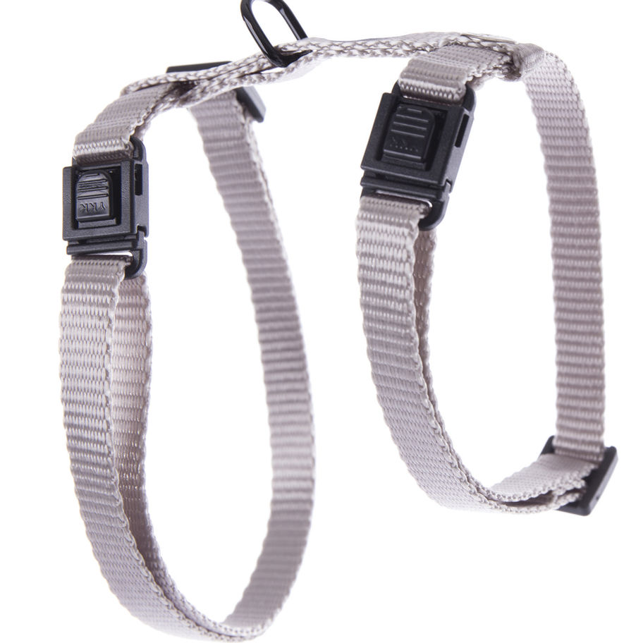 Harnais gris pour chien, boucle noire avec mousqueton, promenade en toute sécurité, Flonimaux.