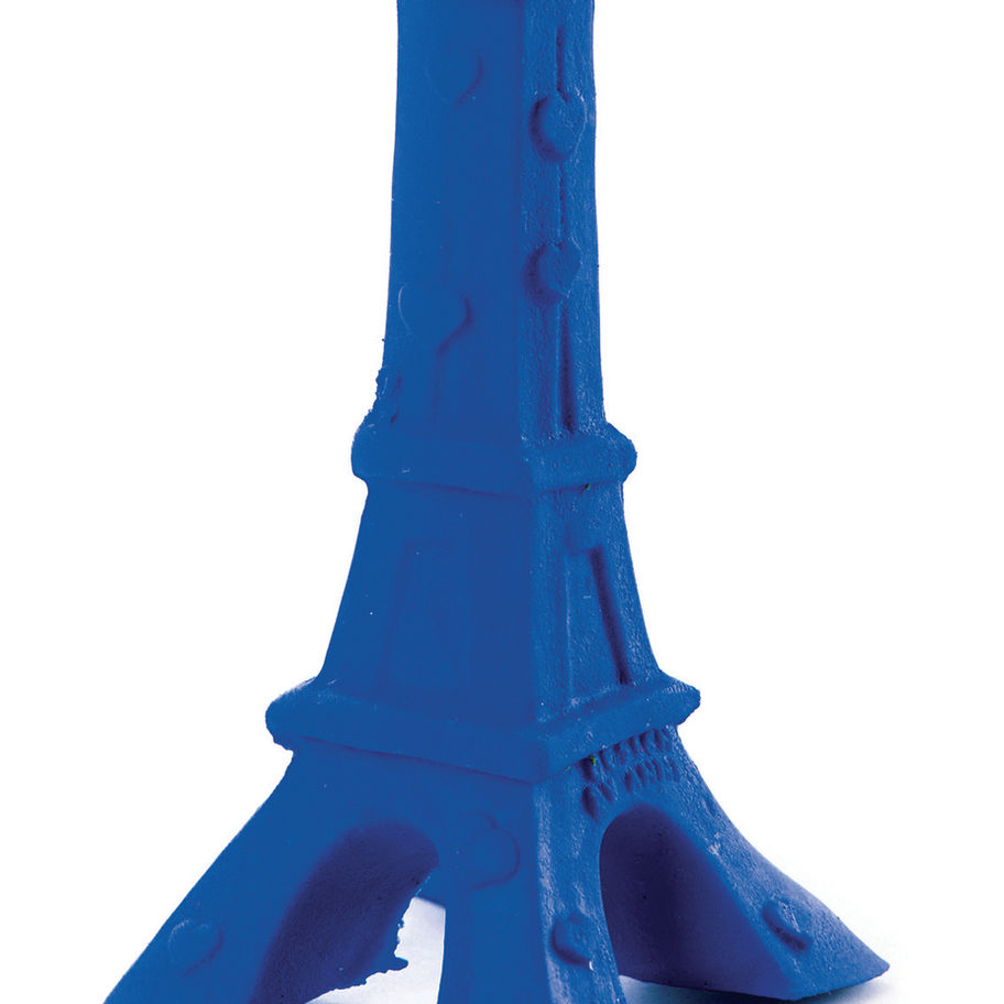 Tour Eiffel bleue, une maquette décorative, fond blanc, photo de l'objet, Flonimaux.