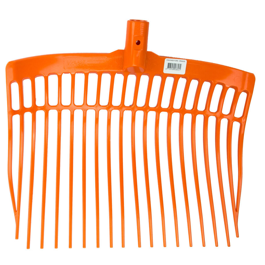 Fourche orange pour le jardinage avec Flonimaux et identification de produit visible.