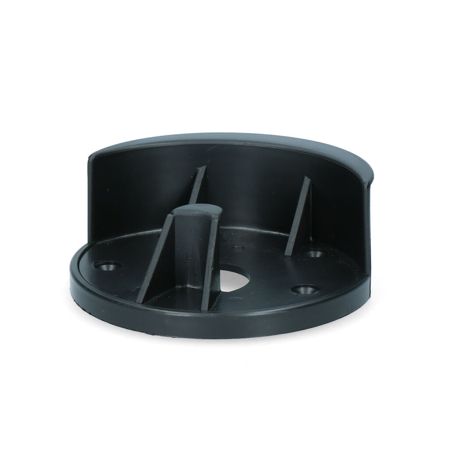 Support noir pour appareil, vue de près, sur fond blanc, Flonimaux.