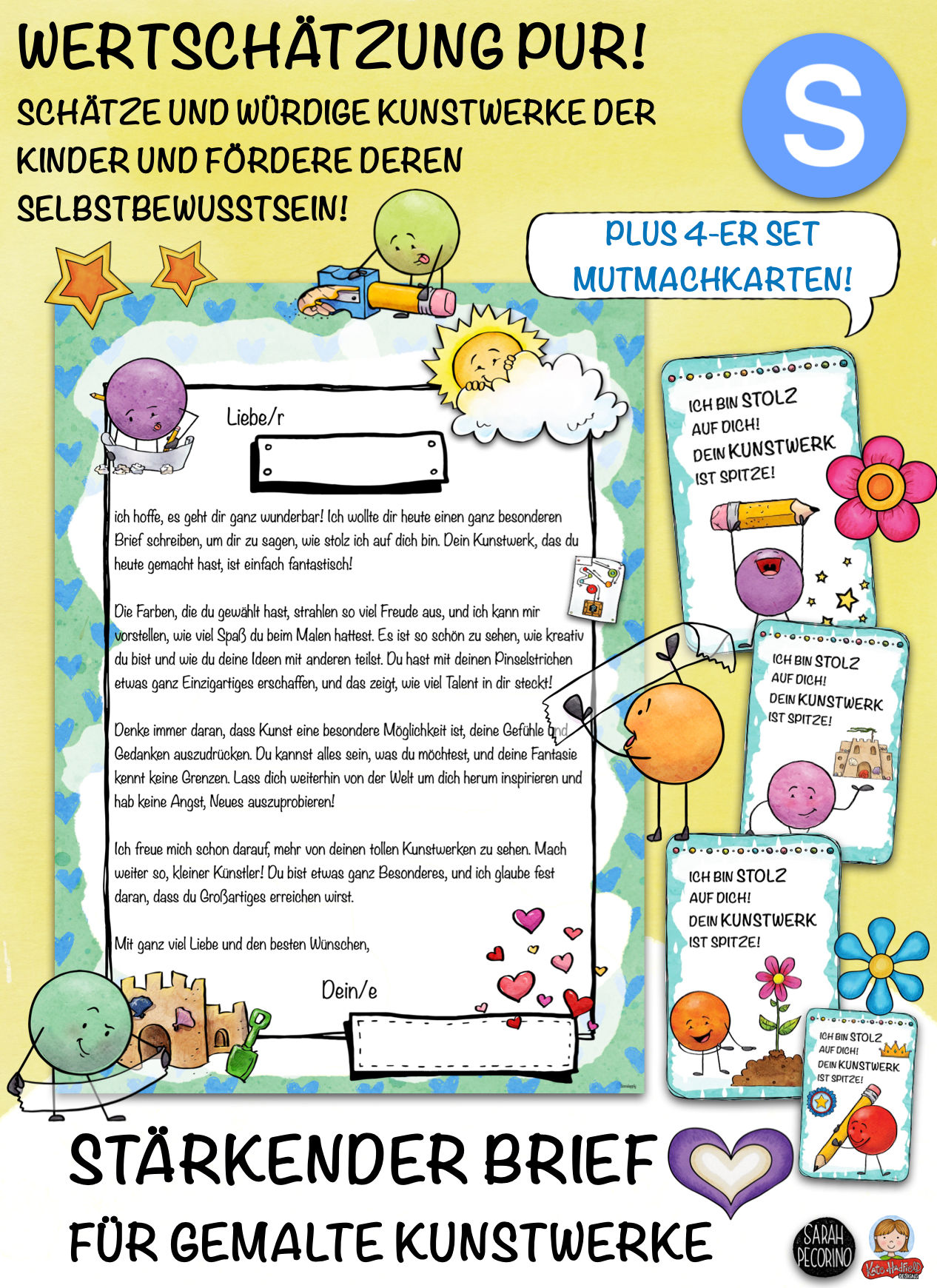 Stärkender Brief für gemalte Kunstwerke inkl. 4er-Set Mutmachkarten