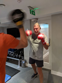 Boxing padwork session with Glen Eastick, joint-friendly padwork for adult fitness and confidence.
