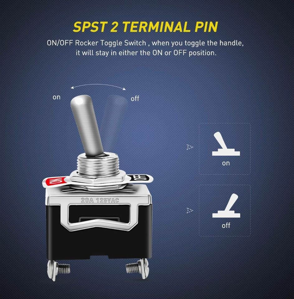 Thumbnail: Heavy Duty Rocker Toggle 15A 250V 20A 125V SPST 2Pin ON/Off Switch