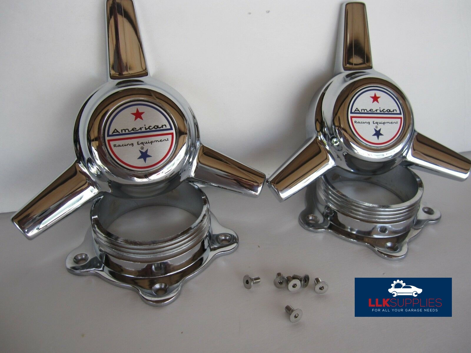 4 SPINNERS 3 BARS CAPS AMERICAN RACING NEW TOR THRUST D WHEELS 2 1/4 HOLE W/AR