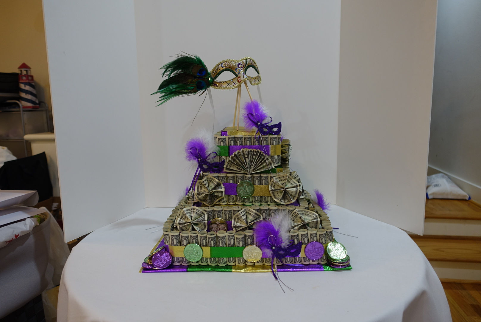 Mardi Gras Money Cake