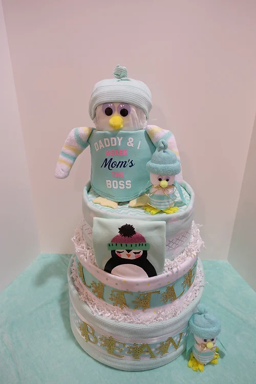 penguin diaper cake