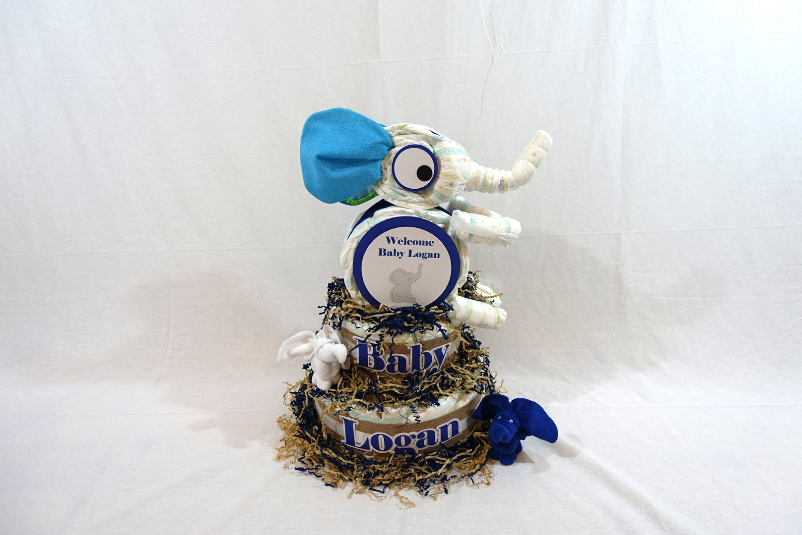 Diaper Cake w/ Baby Diaper Elephant