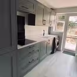 Modern gray kitchen interior