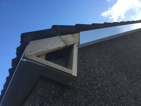 Timber roof frame being prepared for the installation of new uPVC fascia and soffit boards