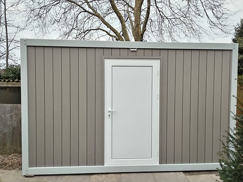 Gray wall with white door
