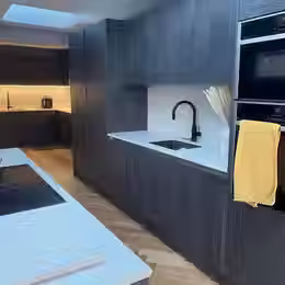 Modern kitchen with yellow Towel