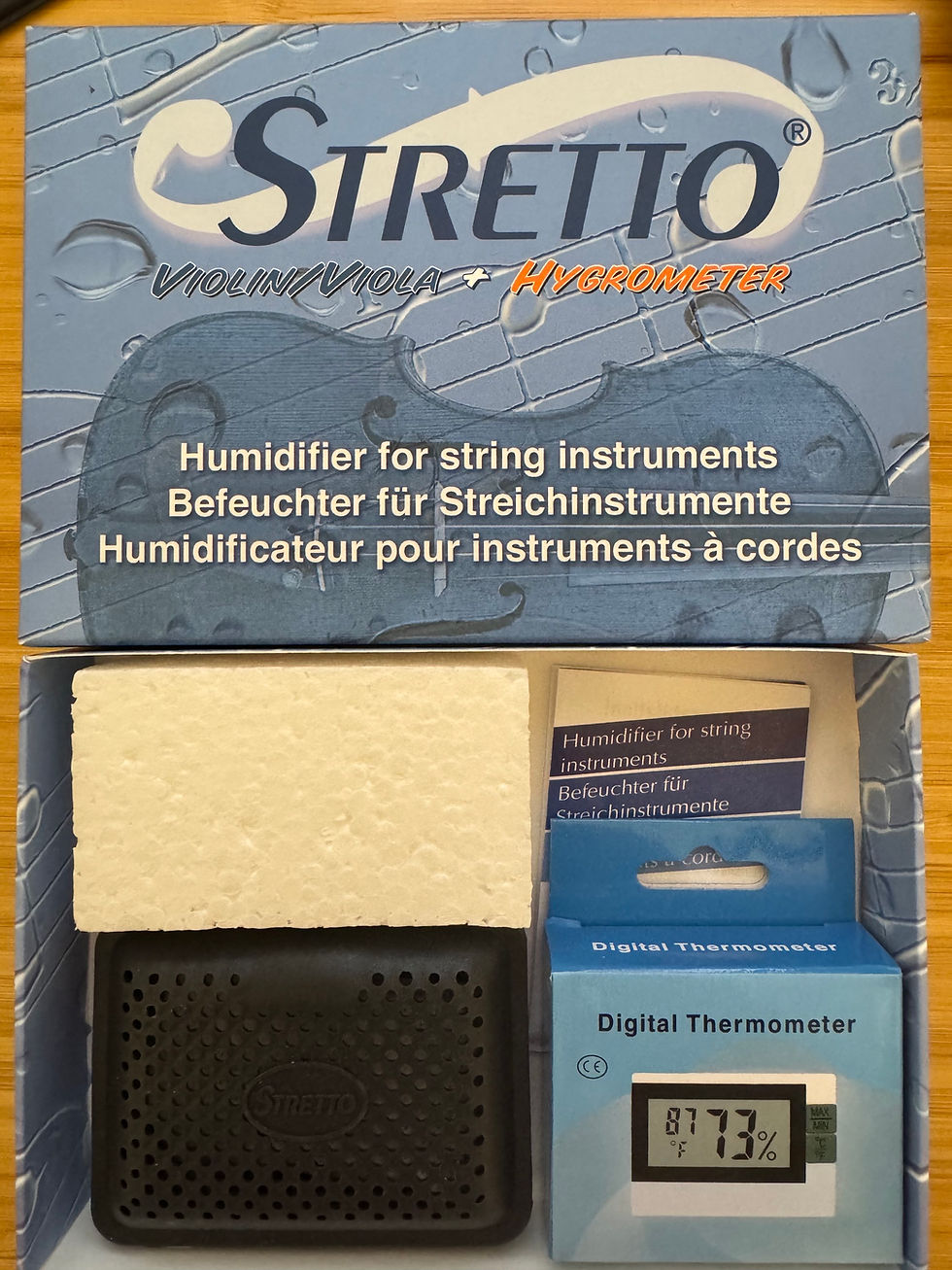 Thumbnail: Stretto Humidifier with Hygrometer, Violin/Viola