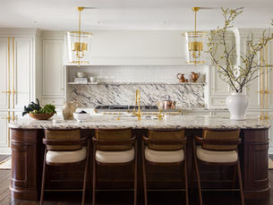 Timeless kitchen design with marble details