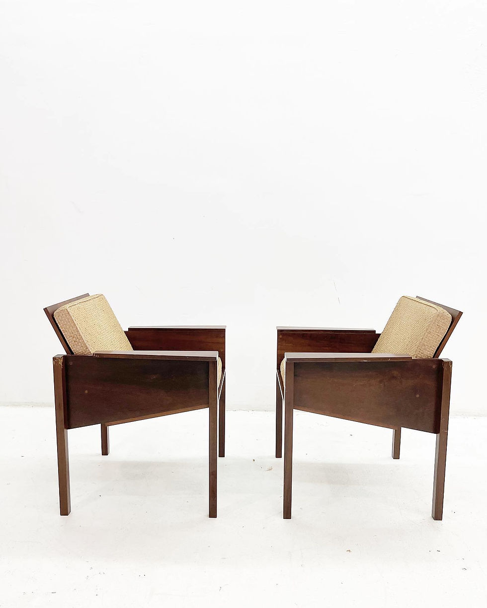 Miniatura: Par de poltronas década de 80 em estilo déco, estrutura de imbuia