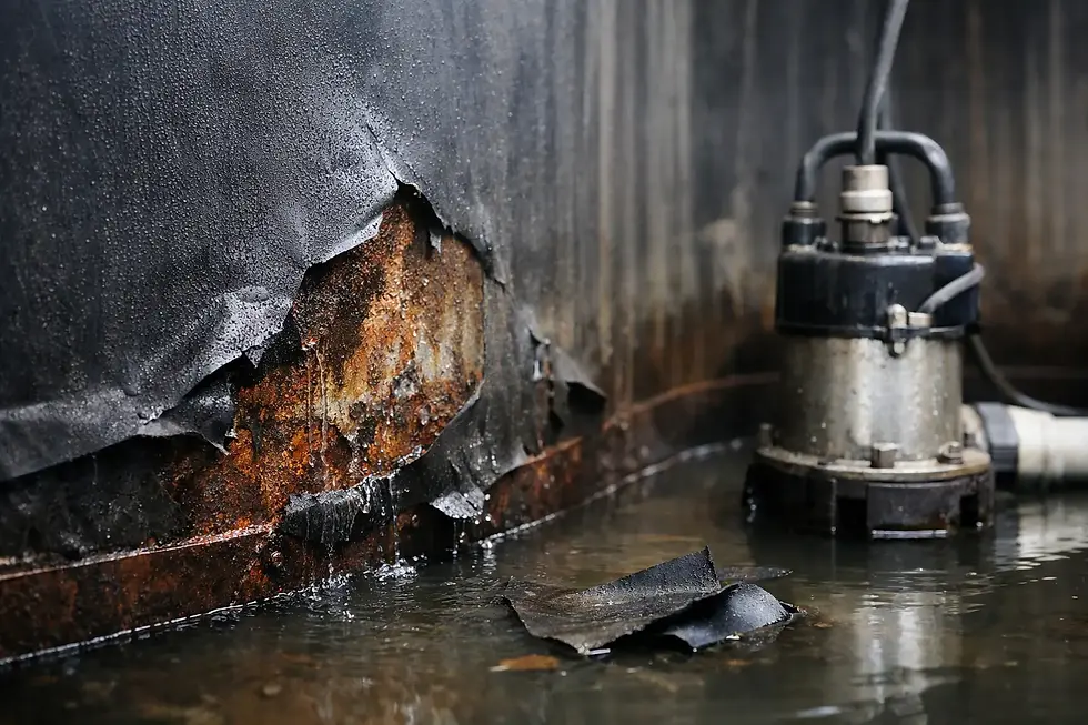 image of a failed water tank lining