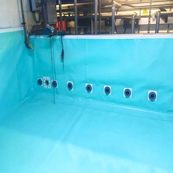 process water storage tank flagon lining installation