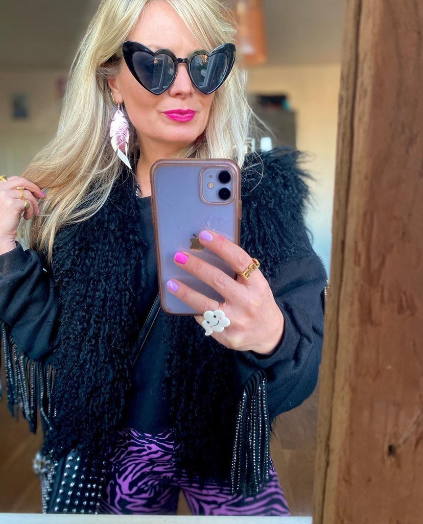 Thumbnail: Pink Leather Feather Earrings