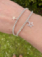 Thumbnail: Small Silver Open Star Charm Bracelet