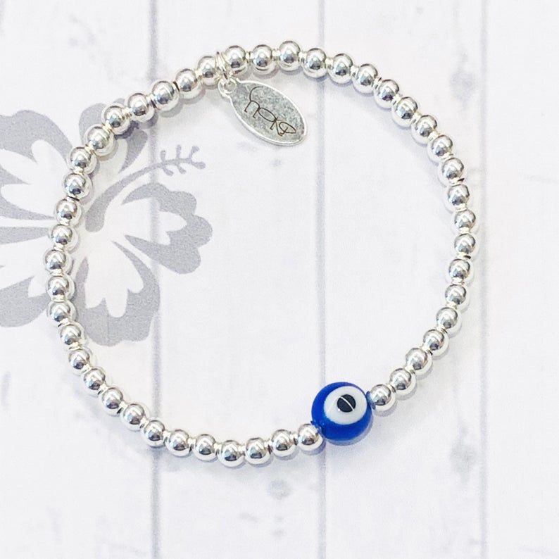 Thumbnail: Sterling Silver Evil Eye Bracelet