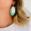 Thumbnail: Triple Turquoise Leather Petal Earrings