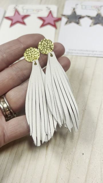 Thumbnail: Yellowstone White Leather Tassel Earrings