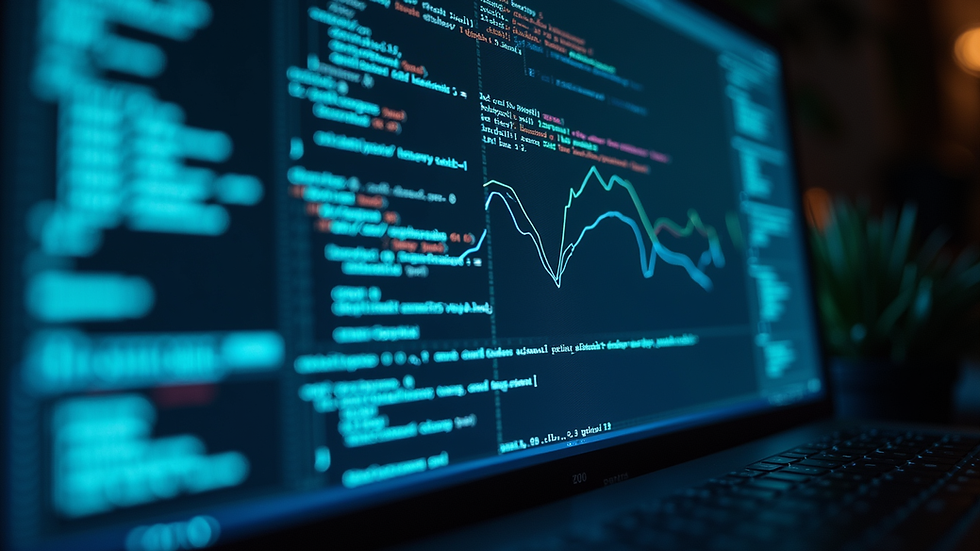 Eye-level view of a computer screen displaying machine learning algorithms