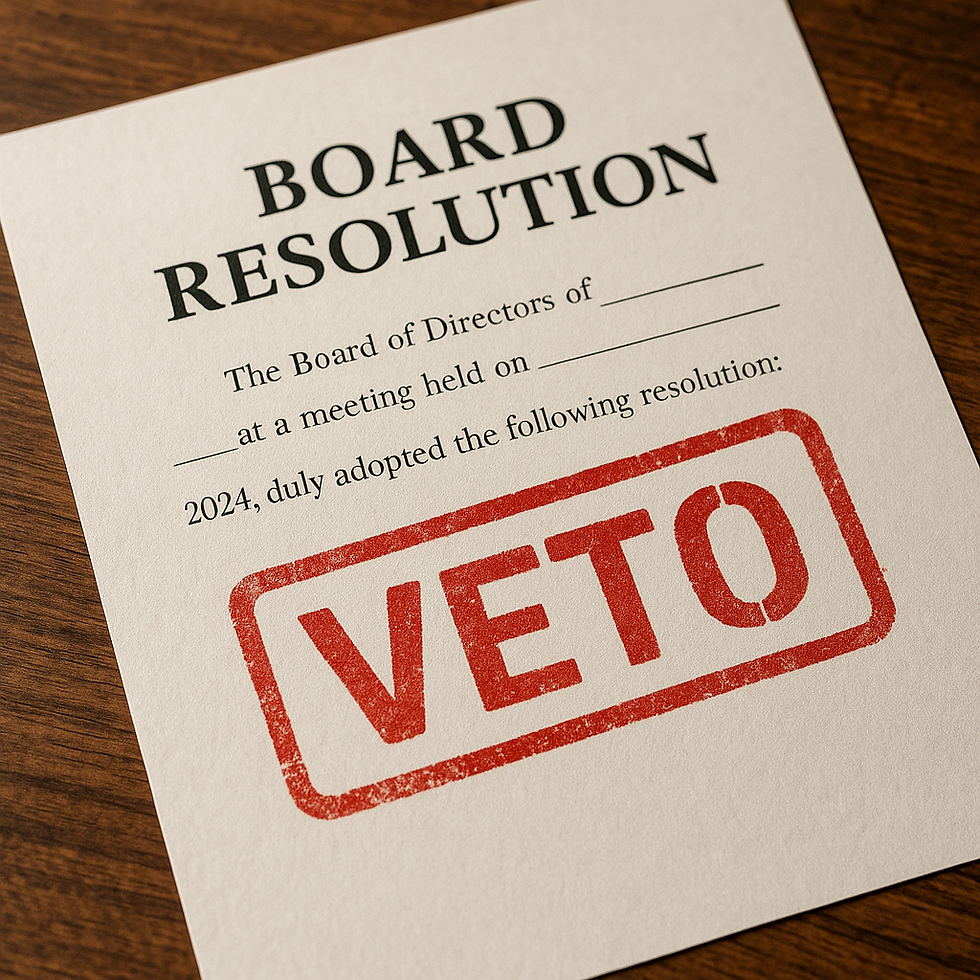Board resolution vetoed