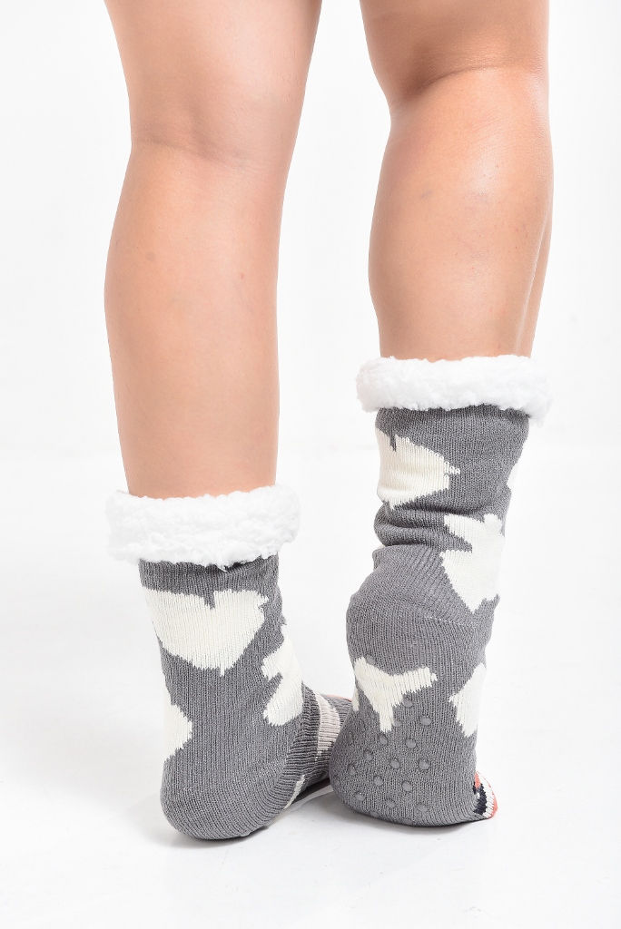 Miniatura: Meias Térmicas Femininas de Tricô com Forro Sherpa: Mín. Atacado: 1dz