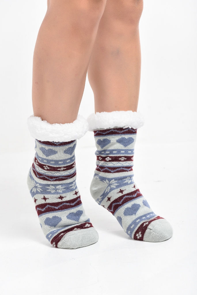 Miniatura: Meias Térmicas Femininas de Tricô com Forro Sherpa: Mín. Atacado: 1dz