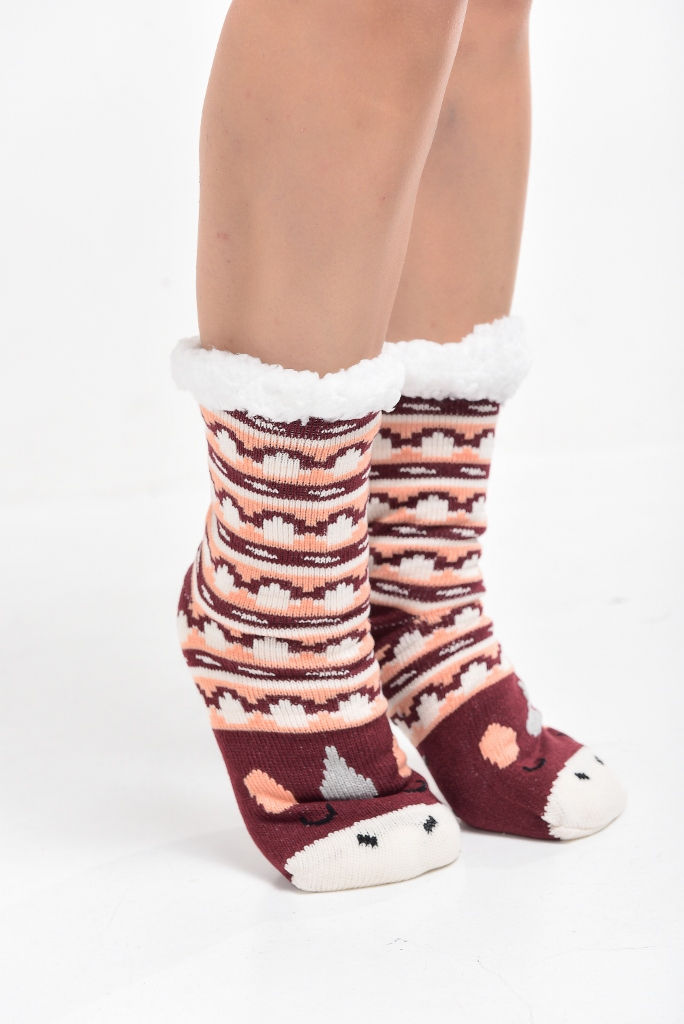 Miniatura: Meias Térmicas Femininas de Tricô com Forro Sherpa: Mín. Atacado: 1dz