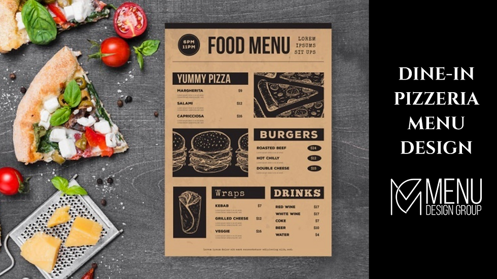 DINE-IN PIZZERIA MENU DESIGN
