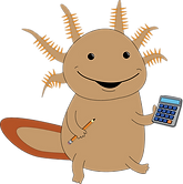 BTA Axolotl with calculator and pencil