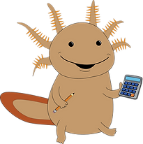 BTA Axolotl holding a calculator
