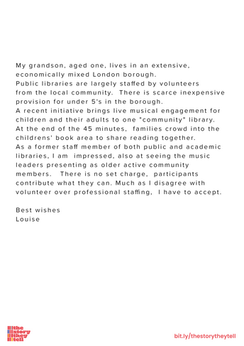 An email about experiences of public libraries