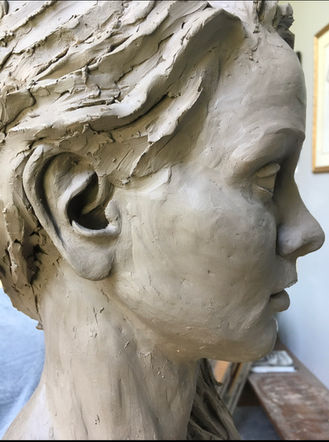 Clay bust close up