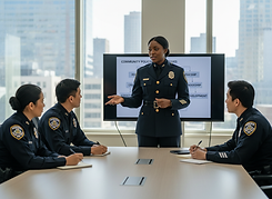Firefly_GeminiFlash_police officer mentorship with a black female officer being the mentor