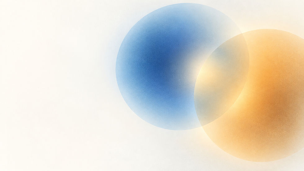 Ilustração abstrata de dois círculos, um azul e um amarelo, que se sobrepõem apenas em parte