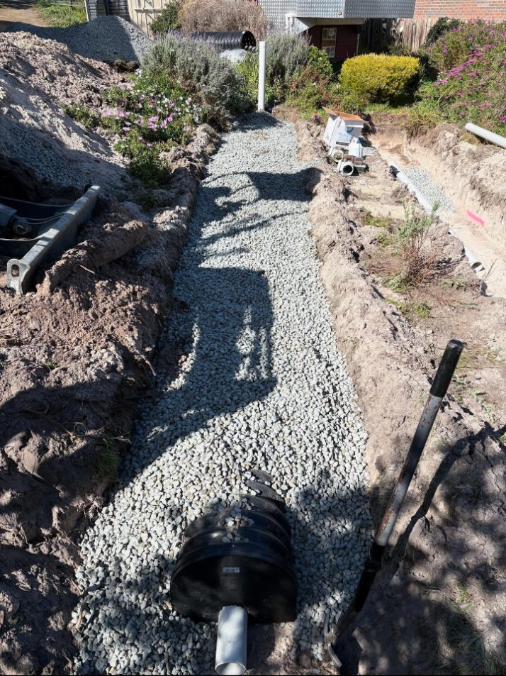 Covered: The chamber covered with aggregate.