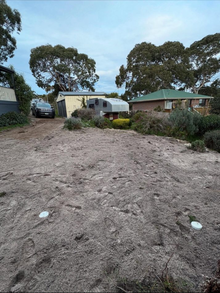 Absorption trench area backfilled and levelled