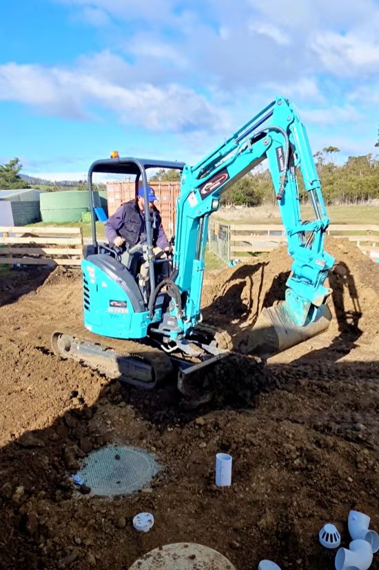 Digging the trenches for the new drain lines