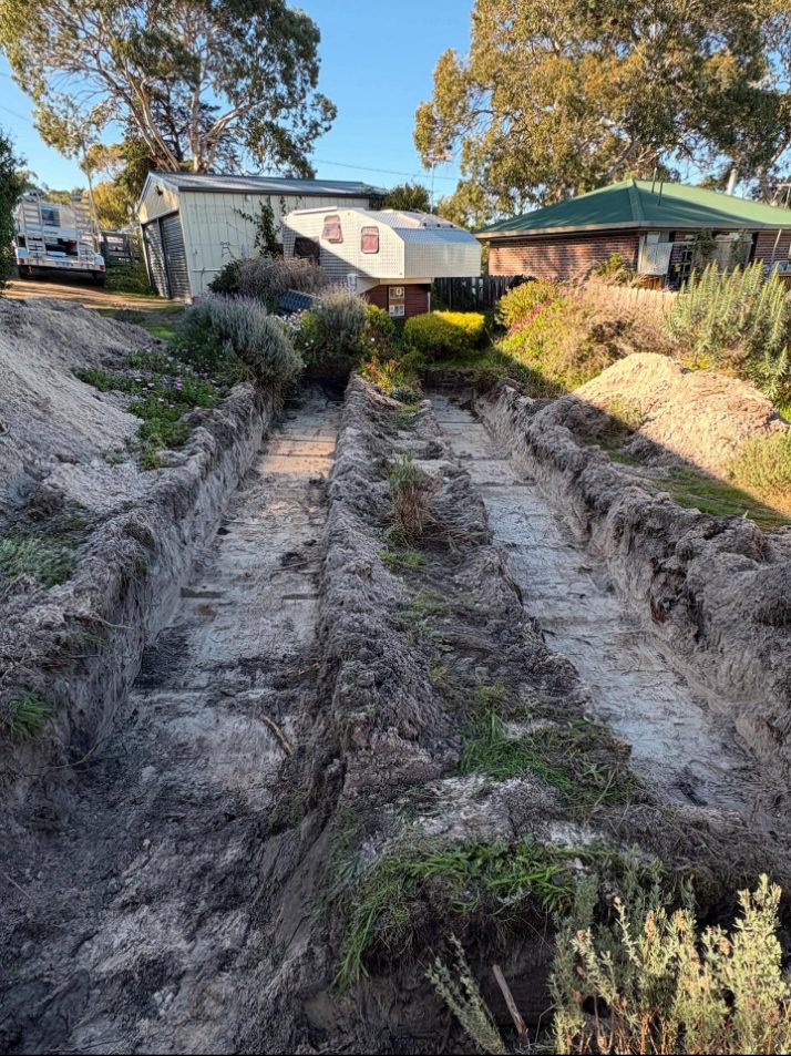 Failed absorption trenches dug out for replacement