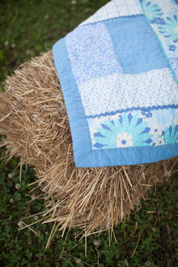 Bales of hay used for guest seating