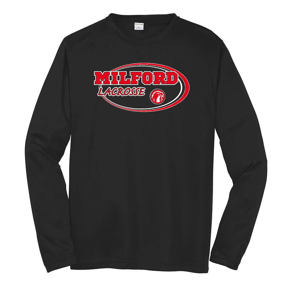 Thumbnail: Milford Lacrosse Oval Logo Performance Long Sleeve T-Shirt