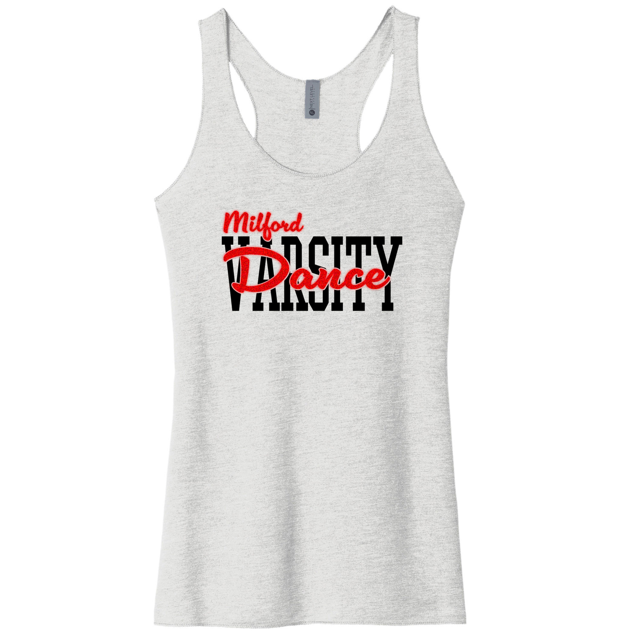 Milford Dance Glitter Print Women's Fitted Racerback Tank